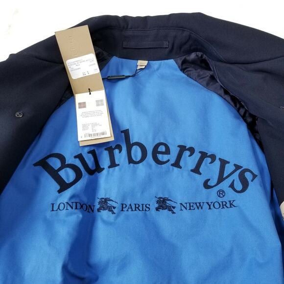 NWT Burberry The Regina Women Size 4 Wool Gabardine Long Trench Coat Navy $2,890 - Picture 8 of 13